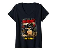 Mujer Mi Trabajo es Secreto Incluso yo no sé lo Que Estoy Haciendo Gracioso Camiseta Cuello V