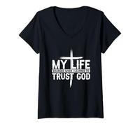 Mujer Mi vida cambió cuando aprendí a confiar en Dios Camiseta Cuello V