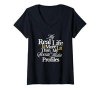 Mujer Mi Vida Real está más iluminada Que: Gráfico Camiseta Cuello V