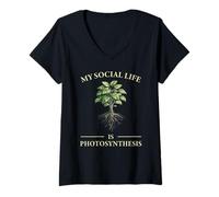 Mujer Mi Vida Social es fotosíntesis Jardinero botánica Camiseta Cuello V
