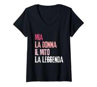 Mujer MIA La Donna Il Mito La Leggenda Festa di Compleanno Camiseta Cuello V