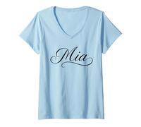 Mujer MIA Nombre Mujeres Elegante Lindo Esposa Elegante Chica Novia GF Camiseta Cuello V