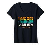 Mujer Miami Beach Florida Keys Design Miami Beach FL Playas Camiseta Cuello V