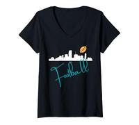 Mujer Miami Skyline State Pride Miami Football Camiseta Cuello V