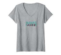 Mujer Miami Vice Front & Back Neon Duo Camiseta Cuello V