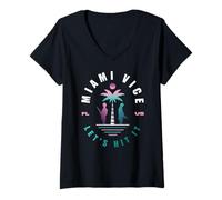 Mujer Miami Vice Let's Hit It Diseño de Estilo Retro Camiseta Cuello V