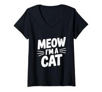 Mujer Miau, Soy un Amante de los Gatos, Divertido, mamá, Gato, papá Camiseta Cuello V
