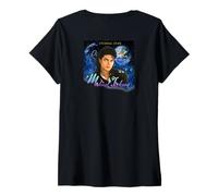 Mujer Michael Jackson_702_Parte Trasera Impresa Camiseta Cuello V