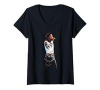 Mujer Michael Jackson Bad World Tour Hombre en el Espejo 1988 Camiseta Cuello V
