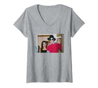 Mujer Michael Jackson con Lisa Marie Presley en Viaje a Budapest Camiseta Cuello V