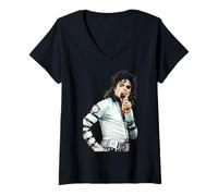 Mujer Michael Jackson en Vivo en Wembley Bad World Tour 1988 Camiseta Cuello V