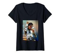 Mujer Michael Jackson Live On Bad Tour Concierto de Milton Keynes Camiseta Cuello V