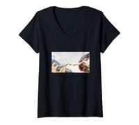 Mujer Michelangelo The Creation of Adam (Sistine Chapel Ceiling) Camiseta Cuello V