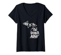 Mujer Michigan Euchre Pick It Up I'm Going Alone - Juego de Cartas Camiseta Cuello V