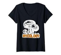 Mujer Micología Estudio de Hongos Naturaleza Camiseta Cuello V