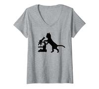 Mujer Microscopio Cat - G at Lover, Nerdy Cat Lover, Biología Camiseta Cuello V