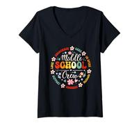 Mujer Middle School Crew Back to School for Teacher Camiseta Cuello V