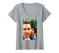 Mujer Midge Ure & Mick Karn después de una canción de Moda Virginia Turbett Camiseta Cuello V