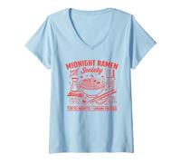 Mujer Midnight Ramen Society Tokio Japón Fideos nocturnos Retro Camiseta Cuello V