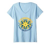 Mujer Midsommar Festival Suecia Cultura Nórdico Arte Popular Sueco Camiseta Cuello V
