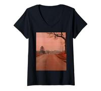 Mujer Midwest Gothic Aesthetic Rural Appalachia Vintage Woods Road Camiseta Cuello V