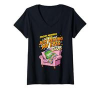 Mujer Miembro Orgulloso de The Just Resting My Eyes Club Funny Frog Camiseta Cuello V