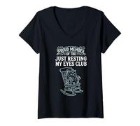 Mujer Miembro Orgulloso de The Just Resting My Eyes Club Owl Nap Camiseta Cuello V