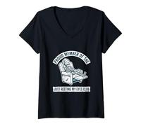 Mujer Miembro Orgulloso de The Just Resting My Eyes Club Skeleton Nap Camiseta Cuello V