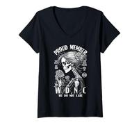Mujer Miembro Orgulloso del Club We Do Not Care WDNC Gothic Feminist Camiseta Cuello V