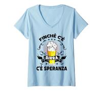 Mujer Mientras Haya Cerveza Hay Cerveza Esperanza Diciendo Divertido Camiseta Cuello V