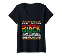 Mujer Mientras Sea Negro Soy el histórico Mes de la Historia Negra Camiseta Cuello V