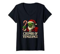Mujer Migajas de Venganza | Dark Christmas Santa Camiseta Cuello V