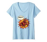 Mujer Mighty Bull Ant Comic - Gráfico de Insectos Fuertes Estilo superhéroe Camiseta Cuello V