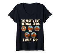 Mujer Mighty Five National Parks Family Trip Recuerdo Familia Camiseta Cuello V