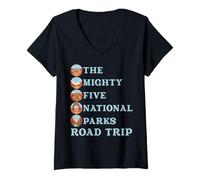 Mujer Mighty Five National Parks Road Trip Aventura Utah Camiseta Cuello V