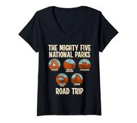 Mujer Mighty Five National Parks Road Trip Camiseta Cuello V