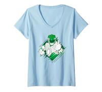 Mujer Mighty Morphin Green Ranger Libera Dragon Zord Camiseta Cuello V