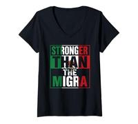 Mujer Migración mexicana más fuerte que migra Chicano Raza Latina Camiseta Cuello V
