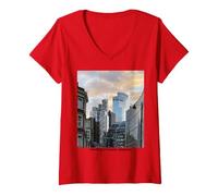 Mujer Mike Trow London City Inglaterra - Luz de Arte para Amantes de Las Fotos Camiseta Cuello V