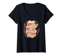 Mujer Mil Vidas Bookworm Fantasía Lectura Aventura Cita Camiseta Cuello V