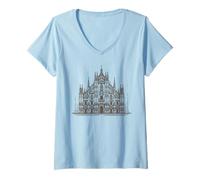 Mujer Milano Italia Catedral del Duomo Arquitectura Italia Camiseta Cuello V