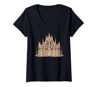 Mujer Milano Italia Catedral del Duomo Arquitectura Italia Camiseta Cuello V