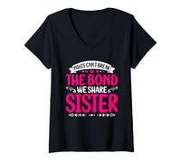 Mujer Miles Cant Break The Bond We Share Sister Hermana Hermana Camiseta Cuello V