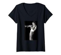 Mujer Miles Davis MD100 Tanglewood 1970 Foto de David Gahr Camiseta Cuello V
