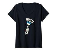 Mujer Miles Davis Nacimiento de la Trompeta Geométrica Fresca Camiseta Cuello V