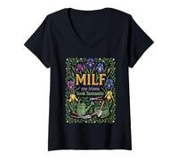 Mujer Milf Mi Iris Mira Fantástico Jardinero De Flores Humor Camiseta Cuello V