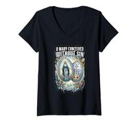 Mujer Milicia de la Inmaculada San Maximiliano Kolbe Católica Camiseta Cuello V