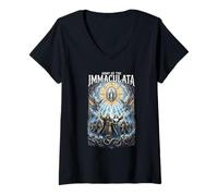 Mujer Milicia de la Inmaculada San Maximiliano Kolbe Católica Camiseta Cuello V