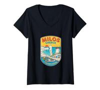 Mujer Milos Grecia Travel Souvenir City Gift Camiseta Cuello V