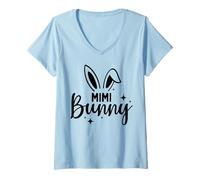 Mujer Mimi Bunny Conejos Feliz Pascua Diversión Conejo Conejitos Mujer Camiseta Cuello V